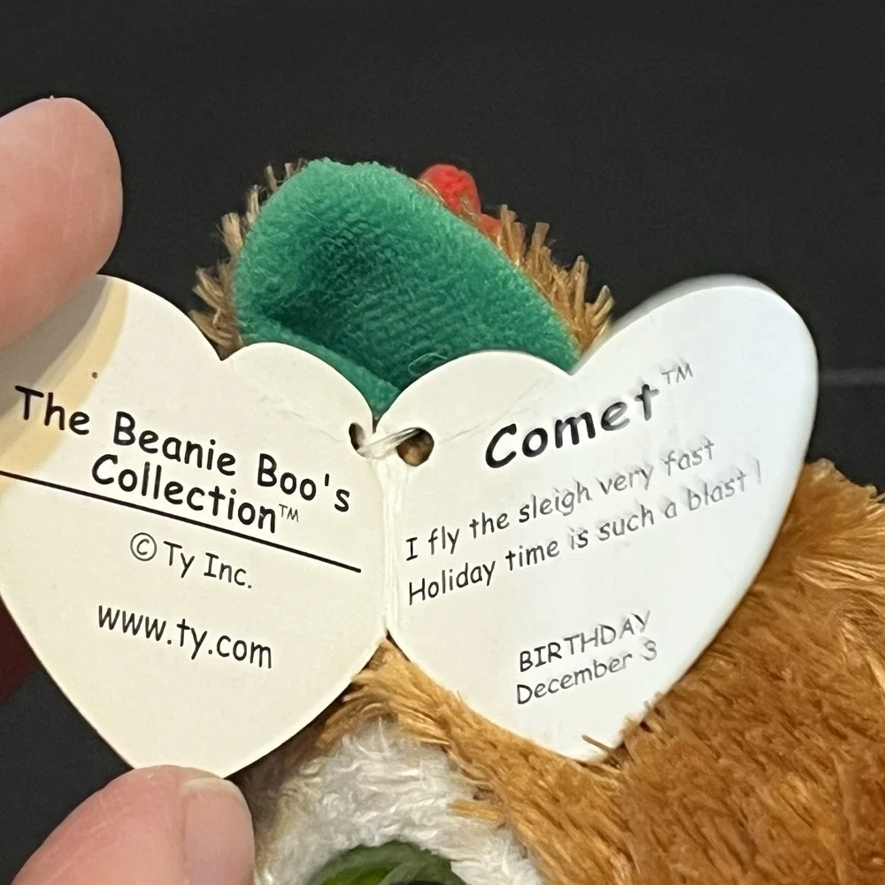 Ty Beanie Boos COMET THE REINDEER Solid Eyes 6